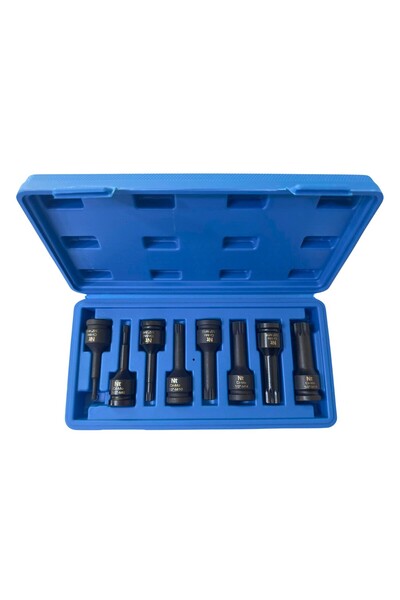 Nt Tools NTZSETU12M 1/2 Oniki Köşe Xzn Spline Üç Kare Uzun Lokma Takımı 8 Parça
