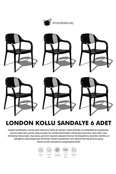 Daim Plastik LONDON KOLLU LÜX CAFE & RESTAURANT SANDALYESİ 6 LI