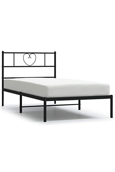 vidaxl Metal bed frame with headboard, black, 100x200 cm