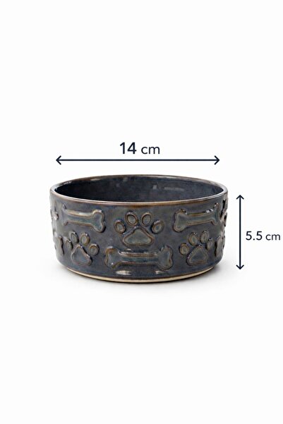 Bev Kitchen 2'li Set Porselen Kedi Köpek Mama Ve Su Kabı Yeşil-Yeşil (14cm&5.5 cm)