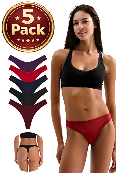 Yohannes Club Γυναικεία, βαμβακερά βασικά στρινγκ εσώρουχα, συσκευασία 5 τεμα...