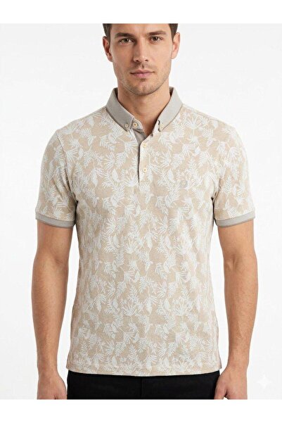 MODA GERACE Polo Yaka Slim Fit Desenli Pamuklu Polo Yaka Tişört