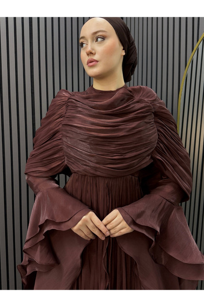 ENSA TESETTUR Βραδινό φόρεμα Raven Organize σε καφέ χρώμα