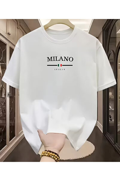 NOURAM Men's 100% Cotton Letter Print Short Sleeve T-Shirt