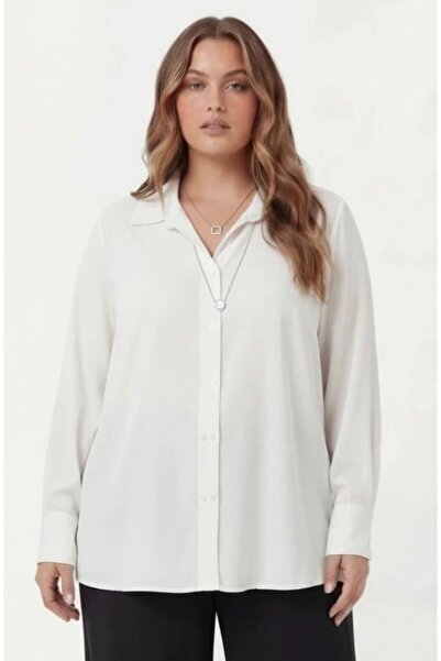 RMG Πουκάμισο με διπλό κουμπί σε μεγάλο μέγεθος, λευκό
