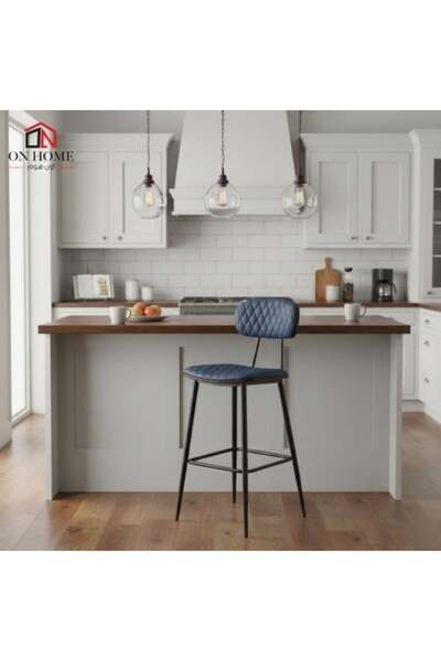 on home Leather Bar Chair - Blue