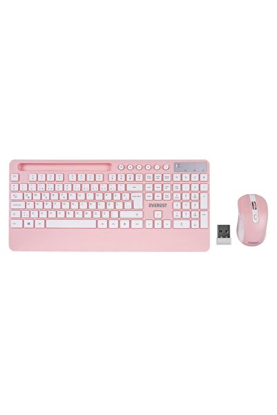 Everest KM-9676 PEMBE Klavye + Mouse + Rampage 300350 35*25cm Mousepad 3lü Set