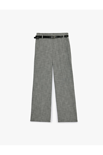 Koton Υφασμάτινο παντελόνι με φαρδύ πόδι με ζώνη και τσέπες