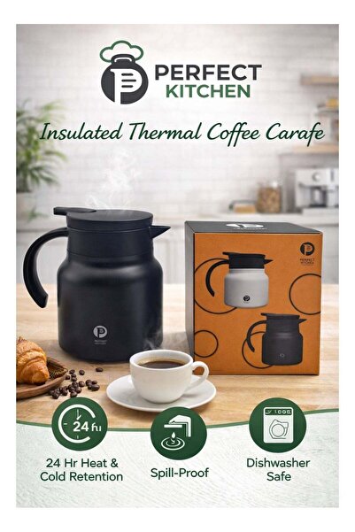 Perfect Kitchen قارورة للشاي والقهوة سعة 800 مل باللون الأسود