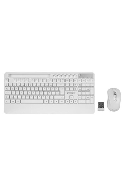 Everest KM-9676 Beyaz Klavye + Mouse + Rampage 300350 35*25cm Mousepad 3lü Set