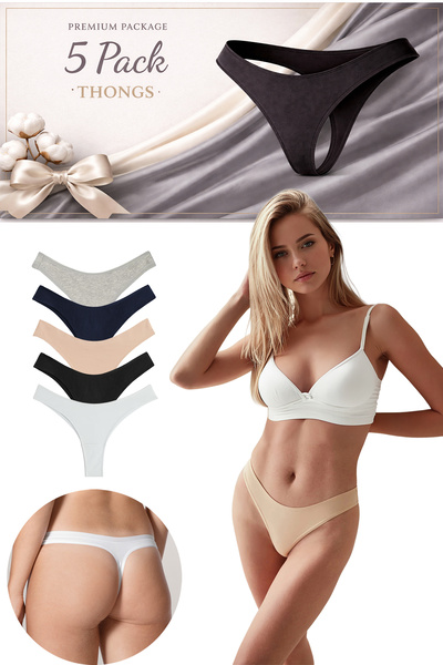 Yohannes Club Γυναικεία, βαμβακερά βασικά εσώρουχα στρινγκ, συσκευασία 5 τεμα...