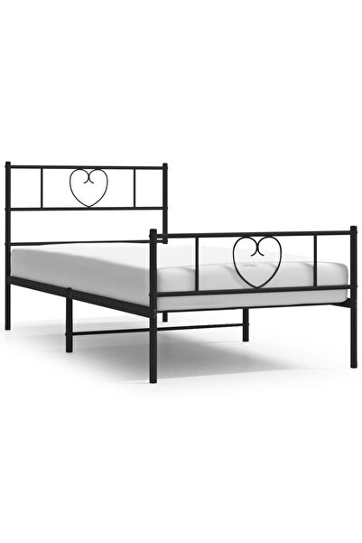 vidaxl Metal bed frame with headboard/footboard, black, 80x200 cm