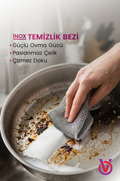 FLY LIFE Çok Amaçlı Inox Tel Temizlik Bezi Hijyen Bulaşık Bezi Tek Katmanlı Ç...