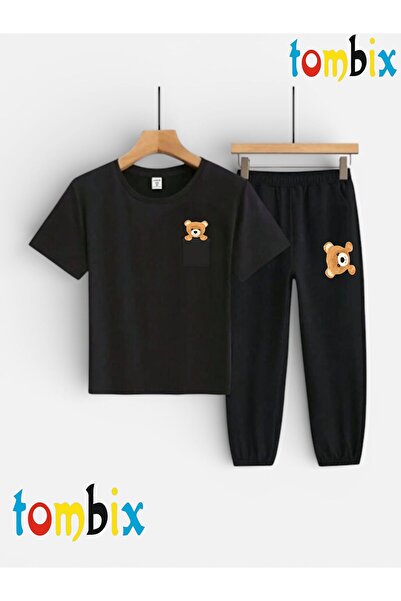 tombix Pocket Bear Printed T-Shirt and Sweatpants (Sweatpants with Pockets) C...