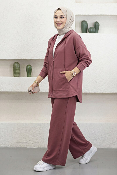 Suede Style 9290 - Κομψό και άνετο γυναικείο σετ με κουκούλα και 2 κλωστές