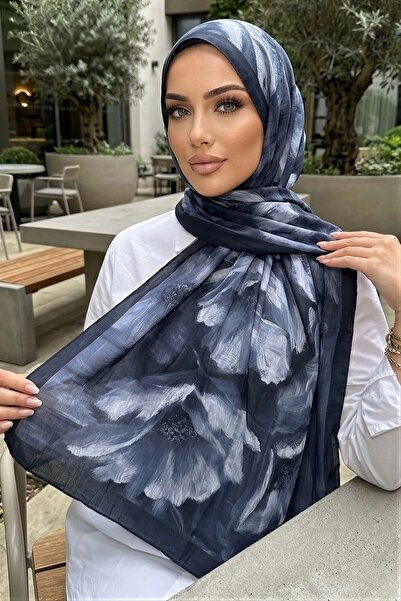 İmajButik شال كراش منقوش باللون الأزرق الداكن من إيشيبهان