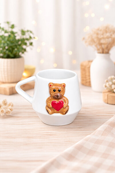 SeraCEY Ayıcık Desenli 3D Kabartma El İşlemeli Özel Tasarım El Yapımı Seramik...