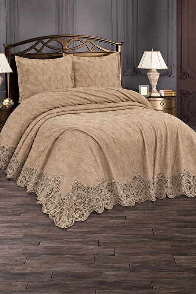 Hig Store Διπλό κάλυμμα κρεβατιού - Μπεζ - Geblümt