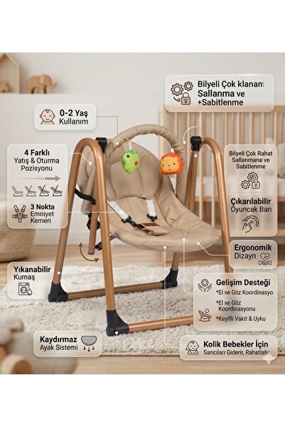 ÖYKÜ BEBEK DUNYASI Ana Kucaklı Salıncak Sallanır Sabitlenir Cibinlikli