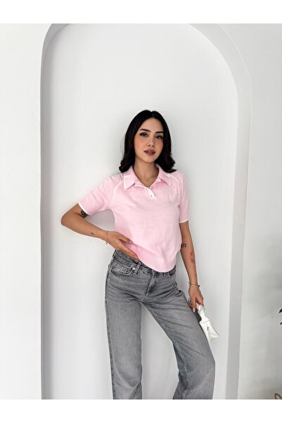 Noi Belis Πλεκτή μπλούζα με γιακά πόλο και μισό κούμπωμα SS26BZ0122