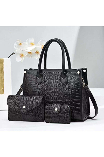 PandH Set de genți din piele ecologică Olivia, 3 piese - Negru - 28