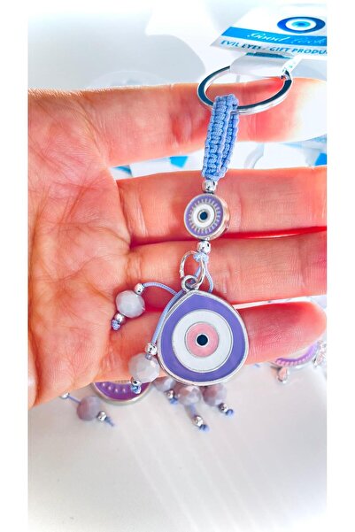 Cassime Επιχρυσωμένο μπρελόκ με μοτίβο λιλά σταγόνας και διακοσμητικό μάτι