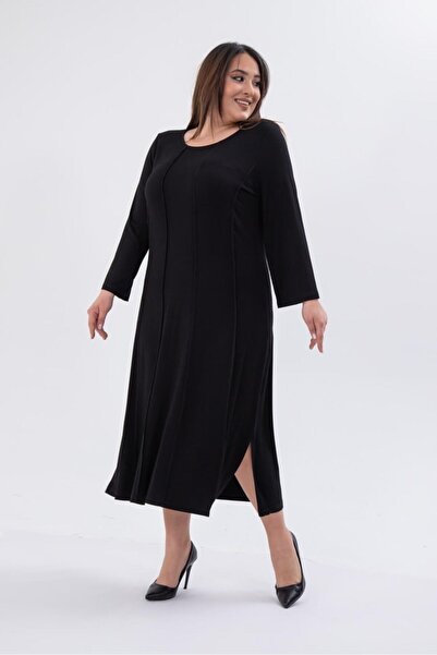 Roxxlen Γυναικείο φόρεμα μεγάλου μεγέθους με ραφές Karyoka