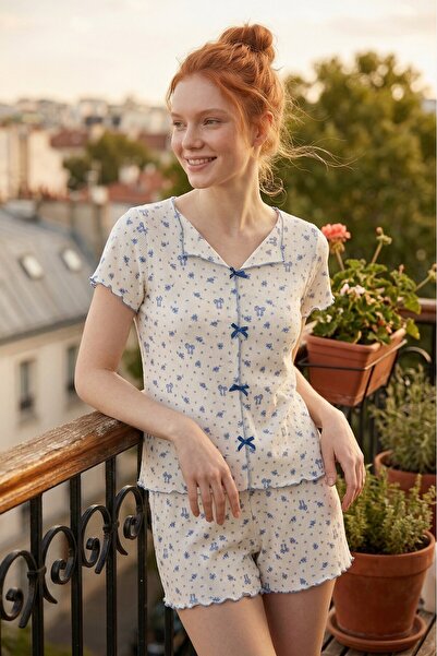 seamlife Γυναικείο σετ πιτζάμες με κοντομάνικο σορτς, με λαιμόκοψη σκάφος, χω...