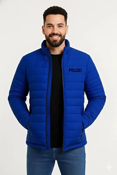 modi Printed Men's Modern Style Cobalt Blue Micro Water Repellent Quilted Lin...