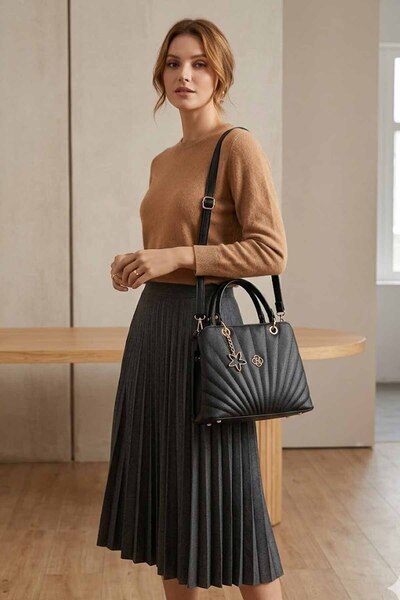 vynor atelier Γυναικεία Μαύρη Τσάντα Χειρός και Ώμου - Κομψή Καθημερινή Τσάντ...