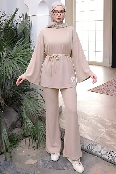 İmajButik Σετ Modal με Παντελόνι και Εμβληματικό Σχέδιο από Πέτρα