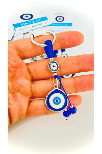 Cassime Μπρελόκ με μοτίβο μάτι σε μπλε ναυτικό στυλ, επάργυρο, με σχέδιο το κ...
