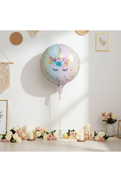Generic Παστέλ Μπαλόνι Φύλλο Αλουμινίου Στρογγυλό Μονόκερος, 45 εκ., Διακόσμη...
