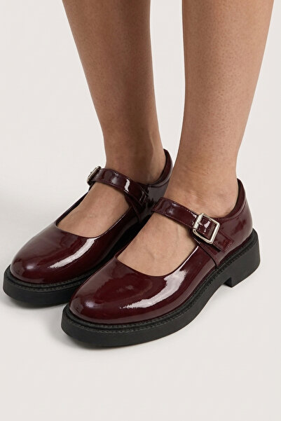 GRADA Βουργουνδί χρώματος λουστρίνι, γνήσιο δέρμα, γυναικεία παπούτσια Mary J...