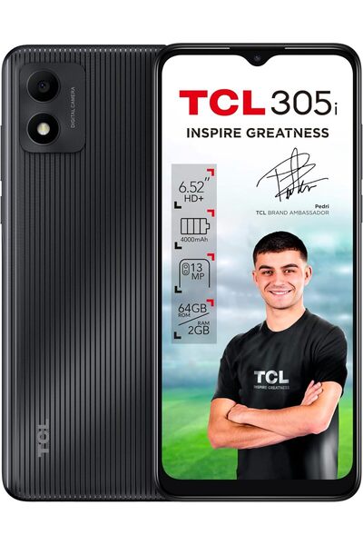 TCL 305i DUAL-SIM 64GB ROM + 2GB RAM 4G/LTE Smartphone (Black)