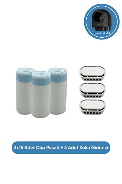 Şımart Akıllı Kedi Tuvaleti Koku Giderici ve Çöp Poşeti Sarf Seti