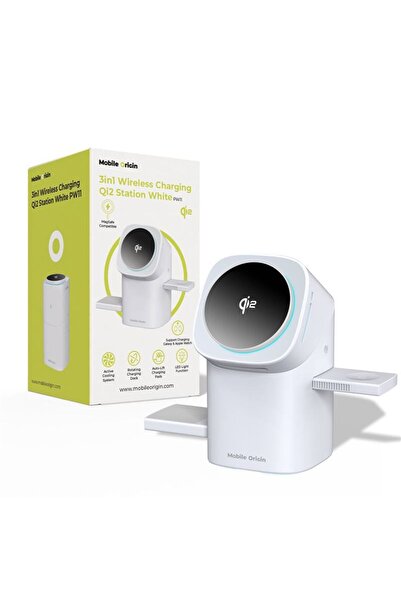 Mobile Origin 3 σε 1 ασύρματος σταθμός φόρτισης PW11 με τεχνολογία Qi2, λευκός
