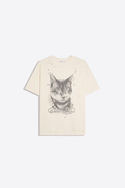Bershka Carol Biazin Collection oversize baskılı t-shirt