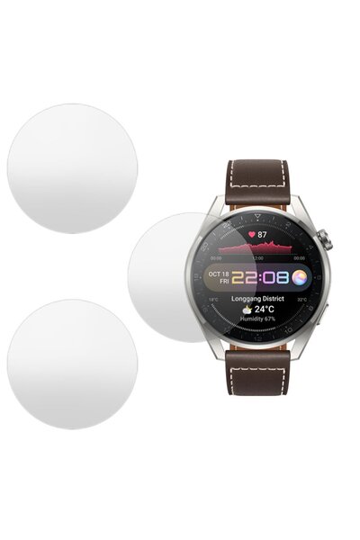 SILKASE Σετ 3 Φιλμ Σιλικόνης Πλήρους Κάλυψης για Huawei Watch 3, Ματ