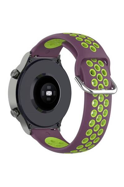 SILKASE Αθλητικό λουράκι smartwatch από υγρή σιλικόνη (20mm), Μωβ/Πράσινο Λεμονί