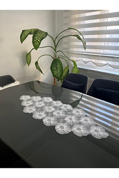 BRL ÇEYİZ HOME Κομψό Μονό Τραπεζομάντιλο Γαλλικής Δαντέλας από Πολυτελές Τούλ...