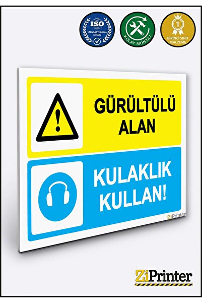 ZiPrinter استخدم سماعات الأذن في الأماكن الصاخبة! لافتة تحذير ديكاتا 70x100 سم
