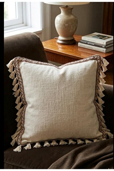 oiphome Κάλυμμα μαξιλαριού 43x43 από ακατέργαστο λινό, μποέμ νέο μοντέλο