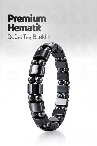 Hematit Atölyesi Premium Black Hematite Natural Stone Double Row Spherical Mo...