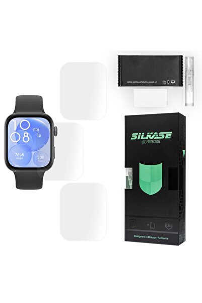 SILKASE Set 3 folii de silicon pentru ecran complet Huawei Watch Fit 3 (43x32...