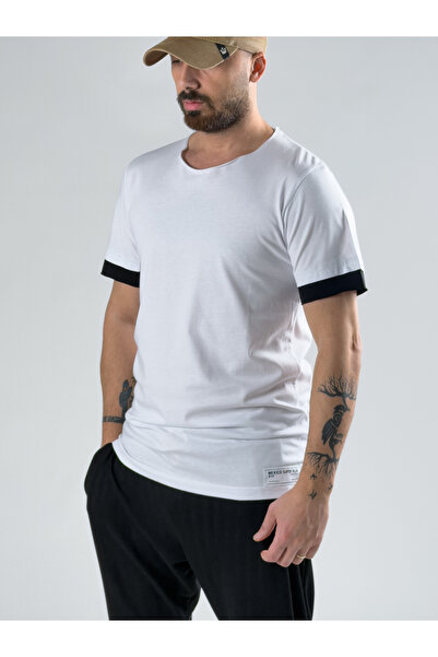 COCOPELLI Tricou supradimensionat pentru bărbați, negru cu inserții albe COC3075