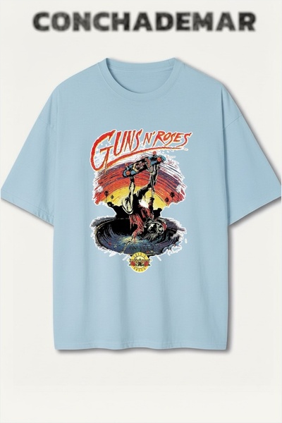 Vordevia Guns N' Roses cu imprimeu Premium supradimensionat bumbac piese tricou