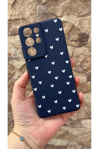 Vip Case Samsung Galaxy S21 Ultra Uyumlu Mini Beyaz Kalp Desenli Silikon Darb...
