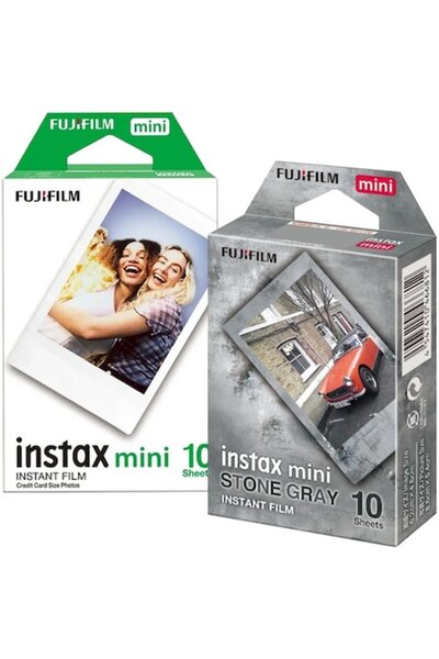 Fujifilm Set de filme instant Instax Mini, 1x10 Alb + 1x10 Gri Piatră