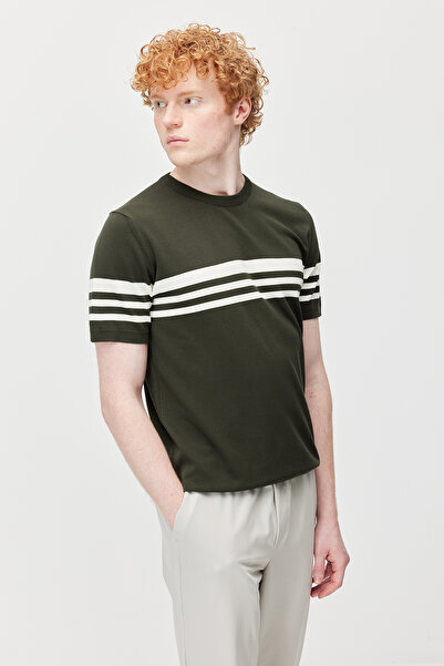 PAULMARK Ανδρικό πλεκτό μπλουζάκι με ριγέ λαιμόκοψη